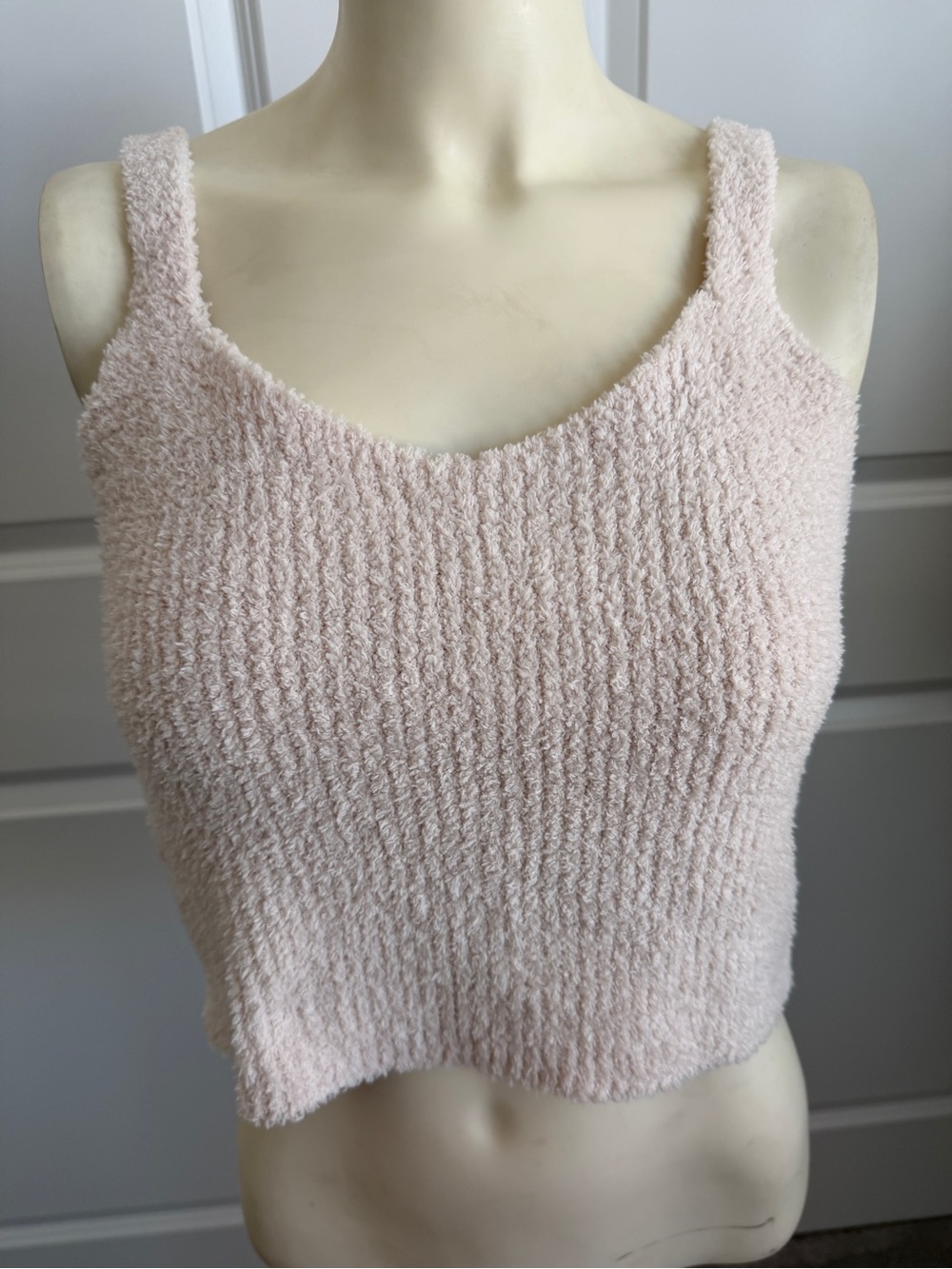 Natural Life Soft Cropped Tank Top Large Minimalist Lounge Chenille Feel